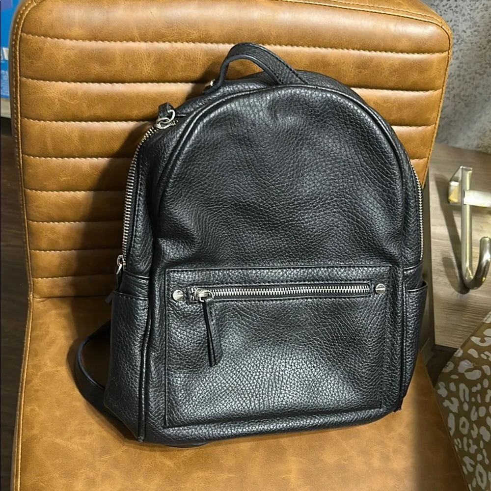 Black PU Leather Woman’s Backpack